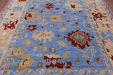 Blue Turkish Oushak Handmade Wool Rug - 8' 1" X 10' 1" - Golden Nile