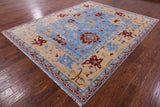 Blue Turkish Oushak Handmade Wool Rug - 8' 1" X 10' 1" - Golden Nile