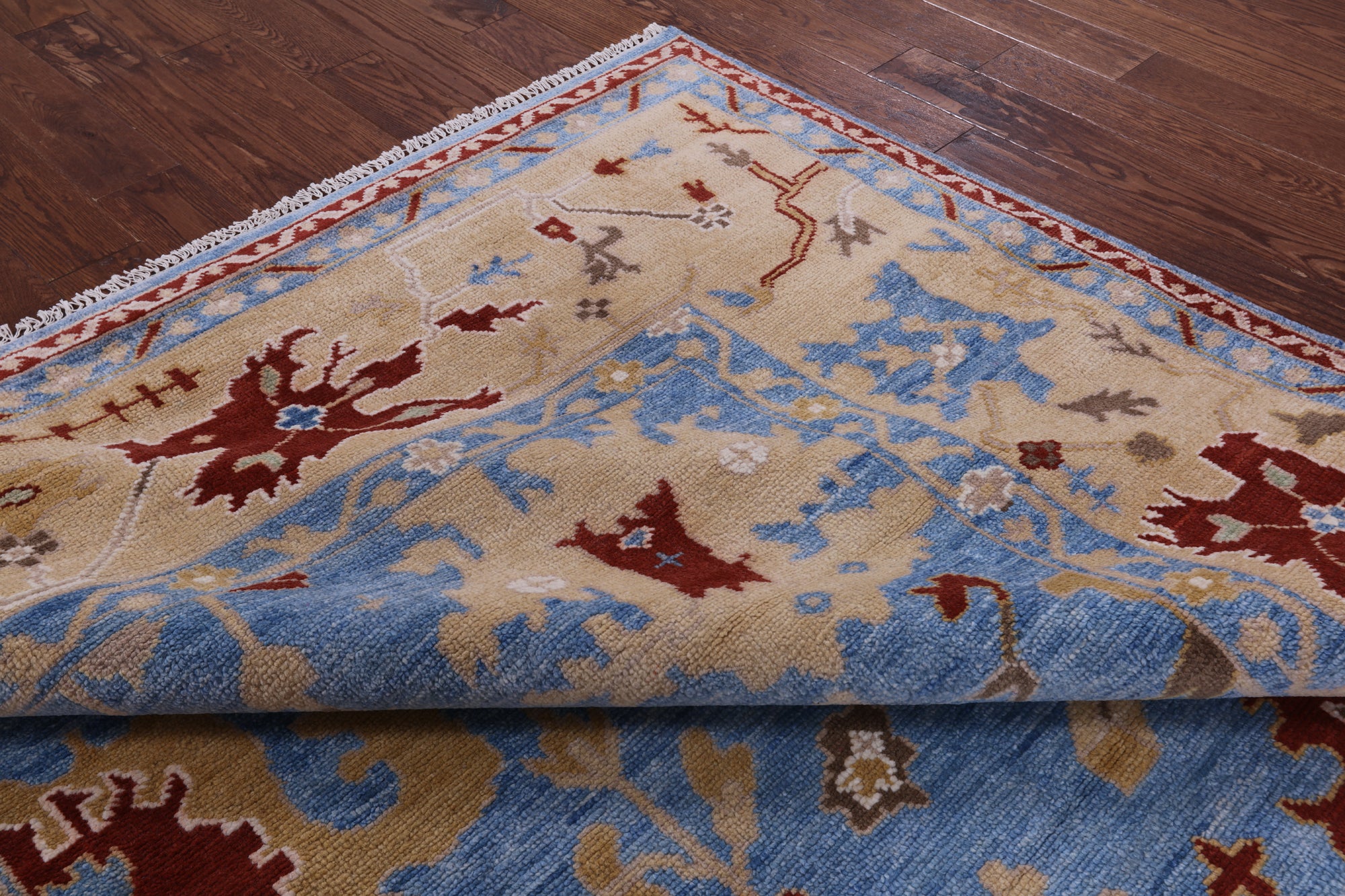 Blue Turkish Oushak Handmade Wool Rug - 8' 1" X 10' 1" - Golden Nile