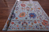 Blue Square Turkish Oushak Hand Knotted Wool Rug - 8' 3" X 8' 0" - Golden Nile