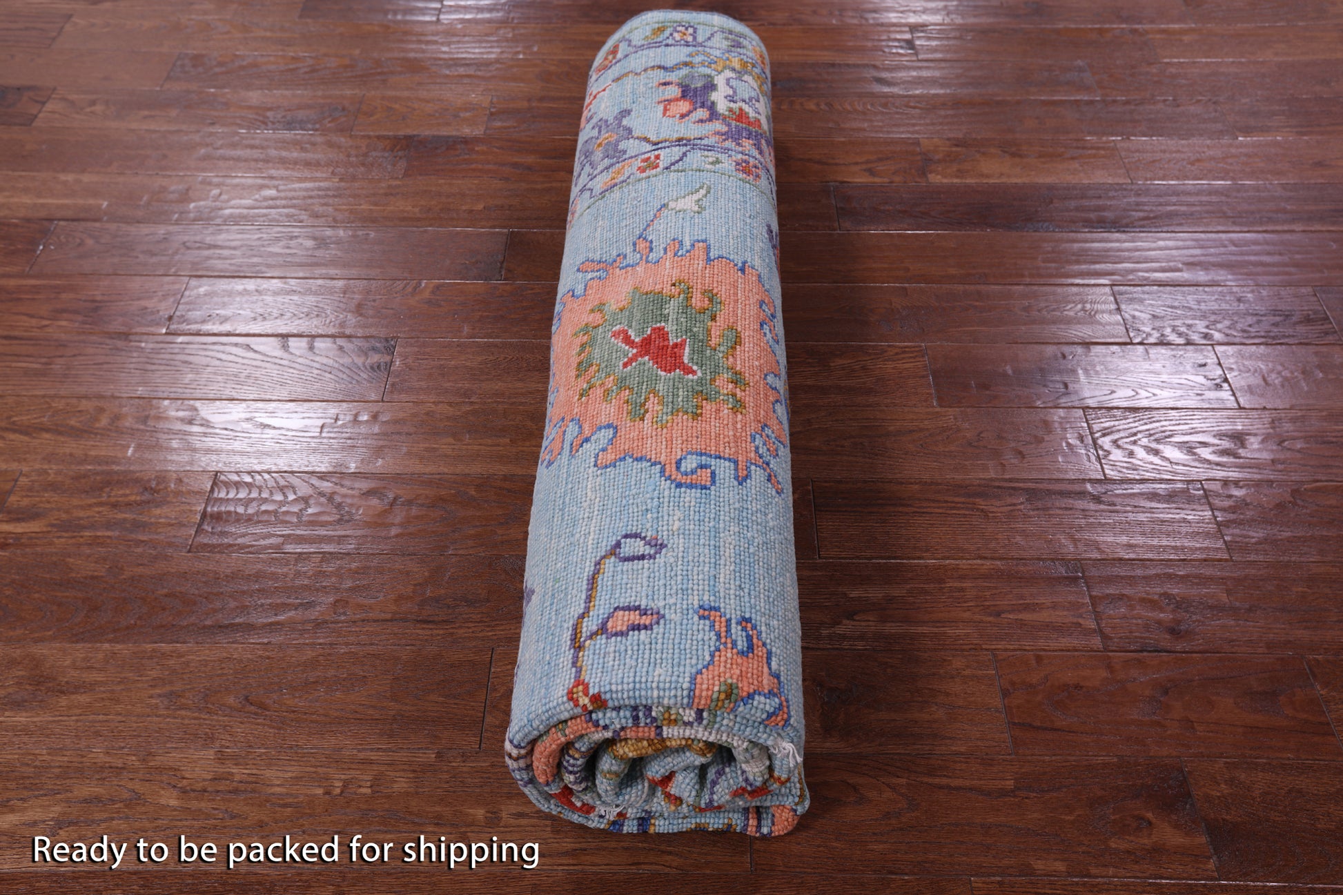 Blue Square Turkish Oushak Hand Knotted Wool Rug - 8' 3" X 8' 0" - Golden Nile