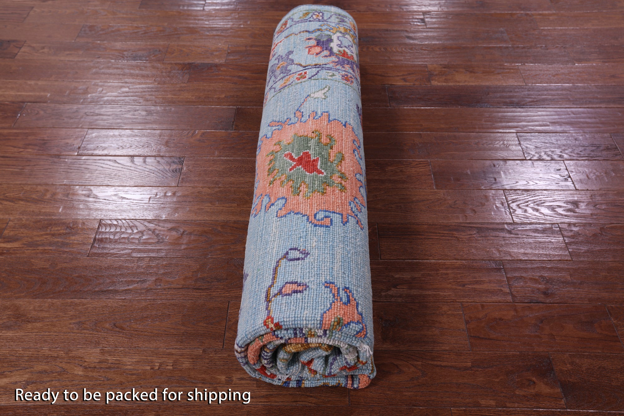 Blue Square Turkish Oushak Hand Knotted Wool Rug - 8' 3" X 8' 0" - Golden Nile