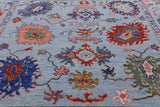 Blue Square Turkish Oushak Hand Knotted Wool Rug - 8' 3" X 8' 0" - Golden Nile