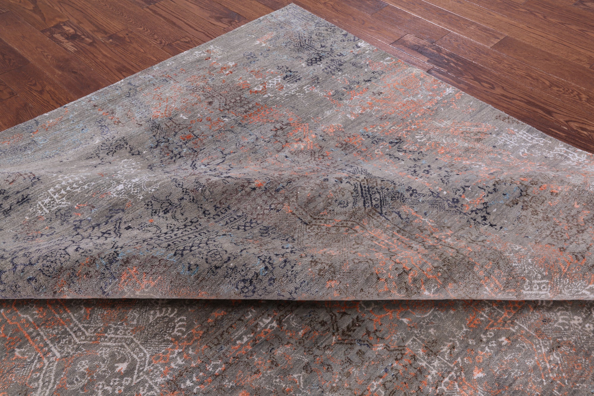 Contemporary Handmade Wool & Silk Fairy Design Rug - 9' 2" X 12' 0" - Golden Nile