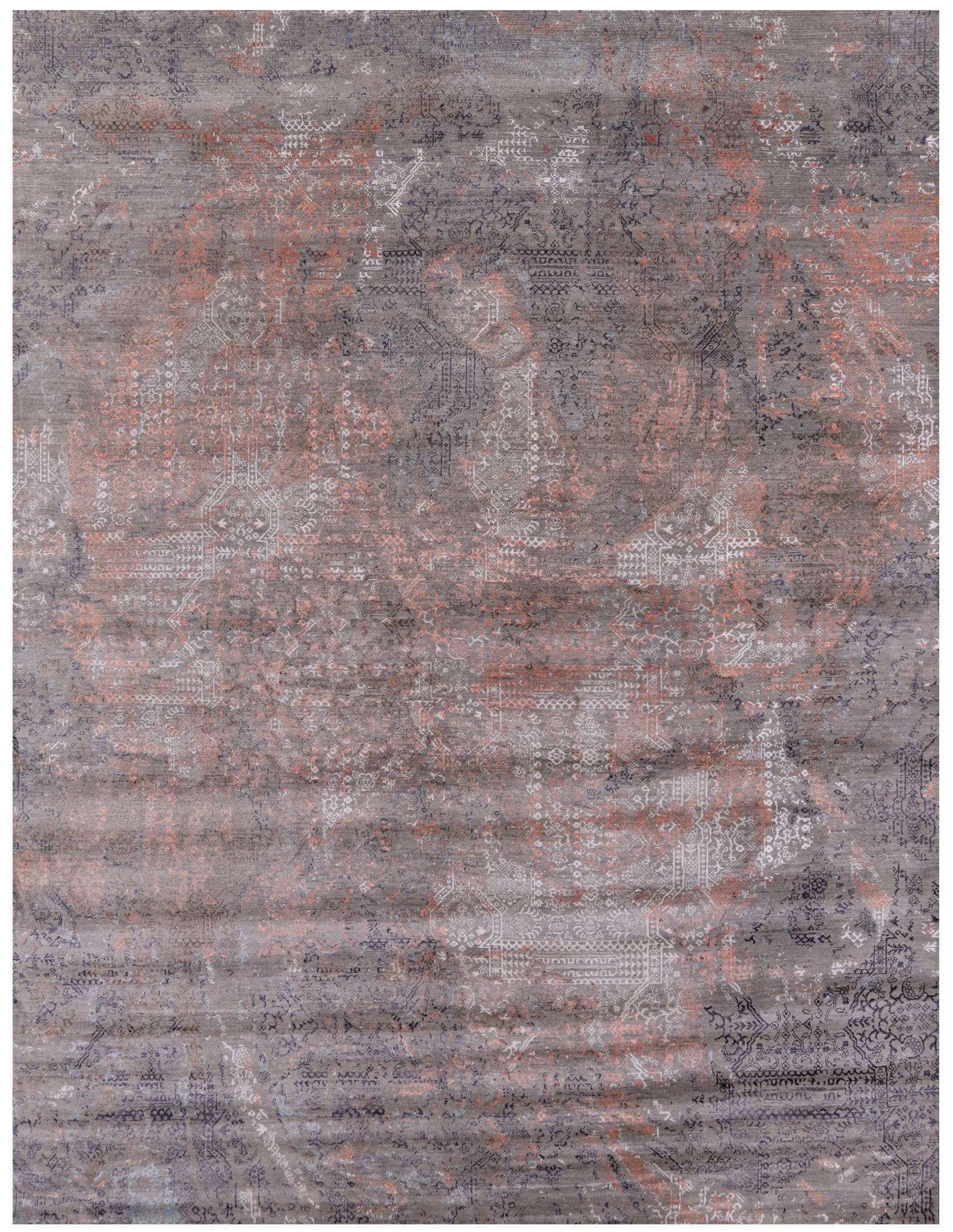 Contemporary Handmade Wool & Silk Fairy Design Rug - 9' 2" X 12' 0" - Golden Nile