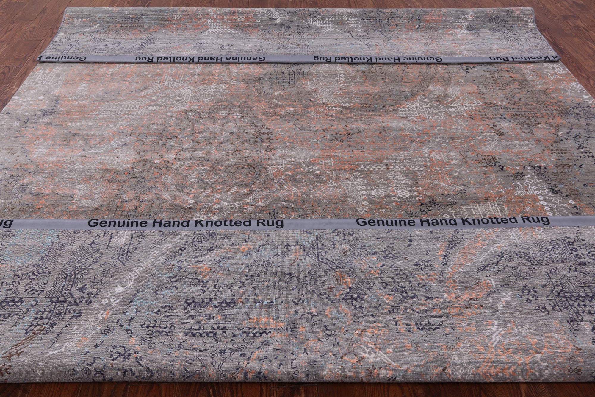 Contemporary Handmade Wool & Silk Fairy Design Rug - 9' 2" X 12' 0" - Golden Nile