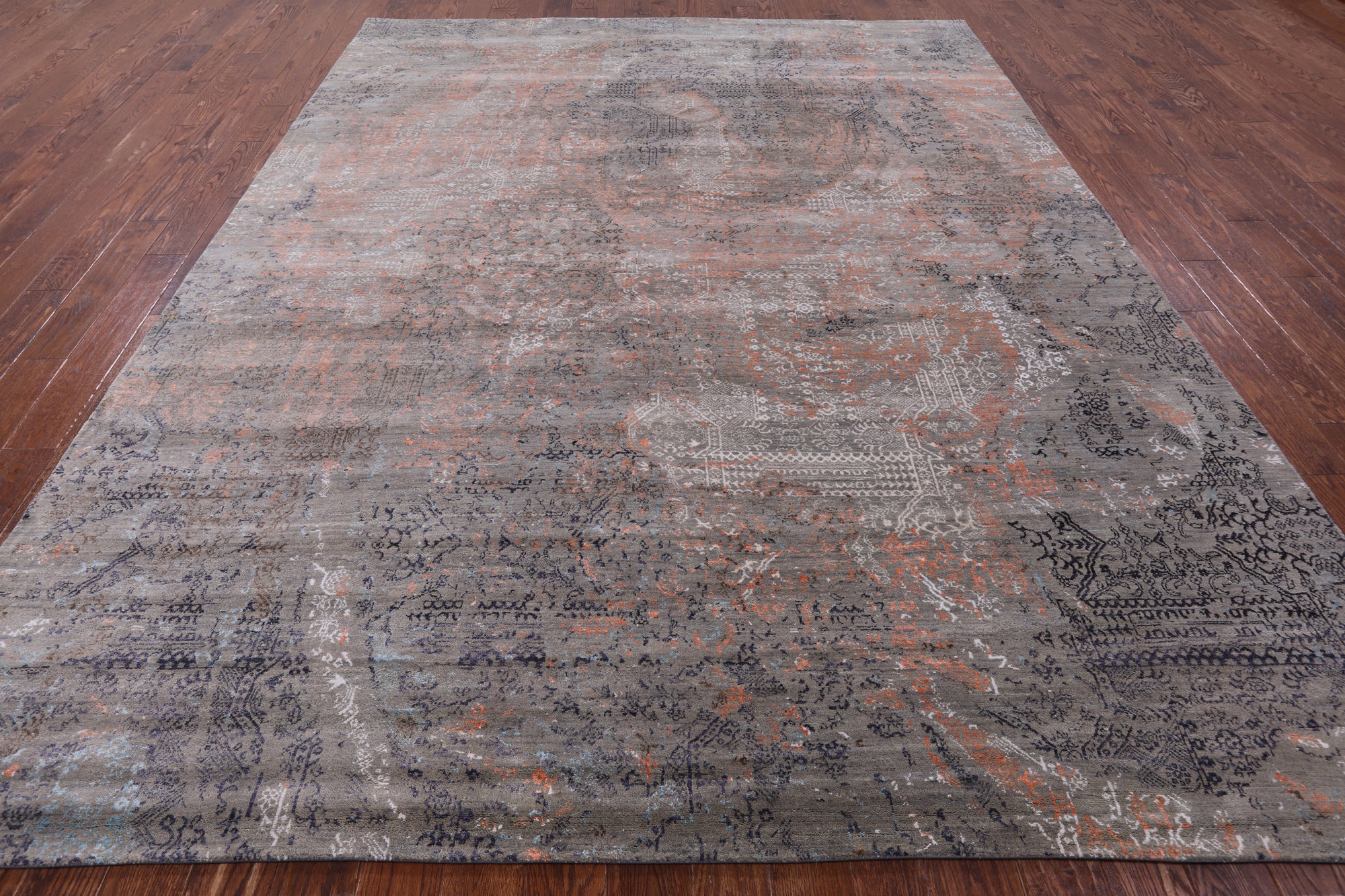 Contemporary Handmade Wool & Silk Fairy Design Rug - 9' 2" X 12' 0" - Golden Nile
