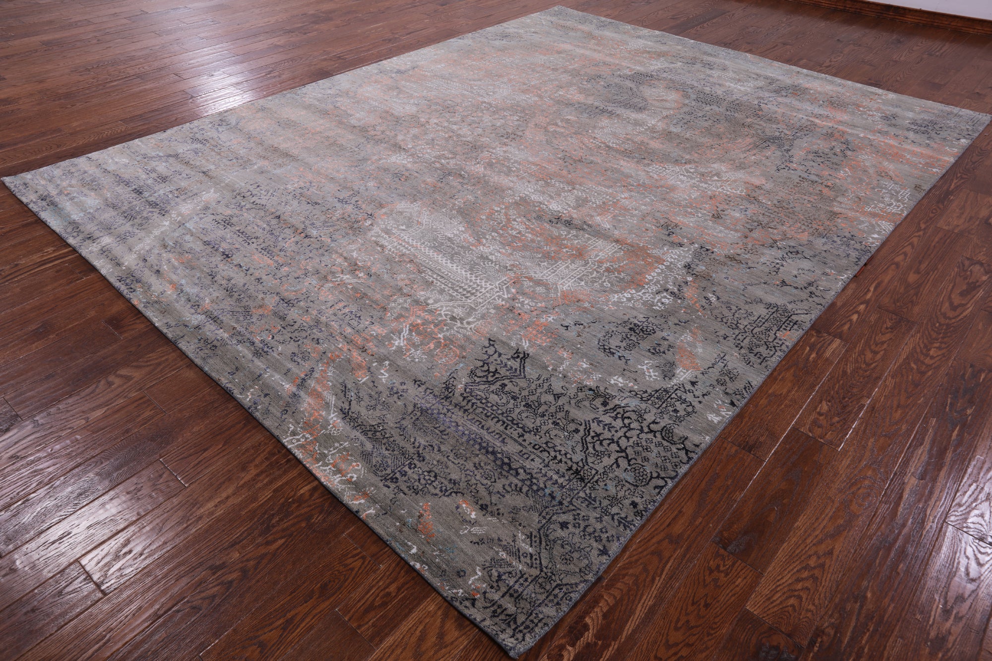 Contemporary Handmade Wool & Silk Fairy Design Rug - 9' 2" X 12' 0" - Golden Nile