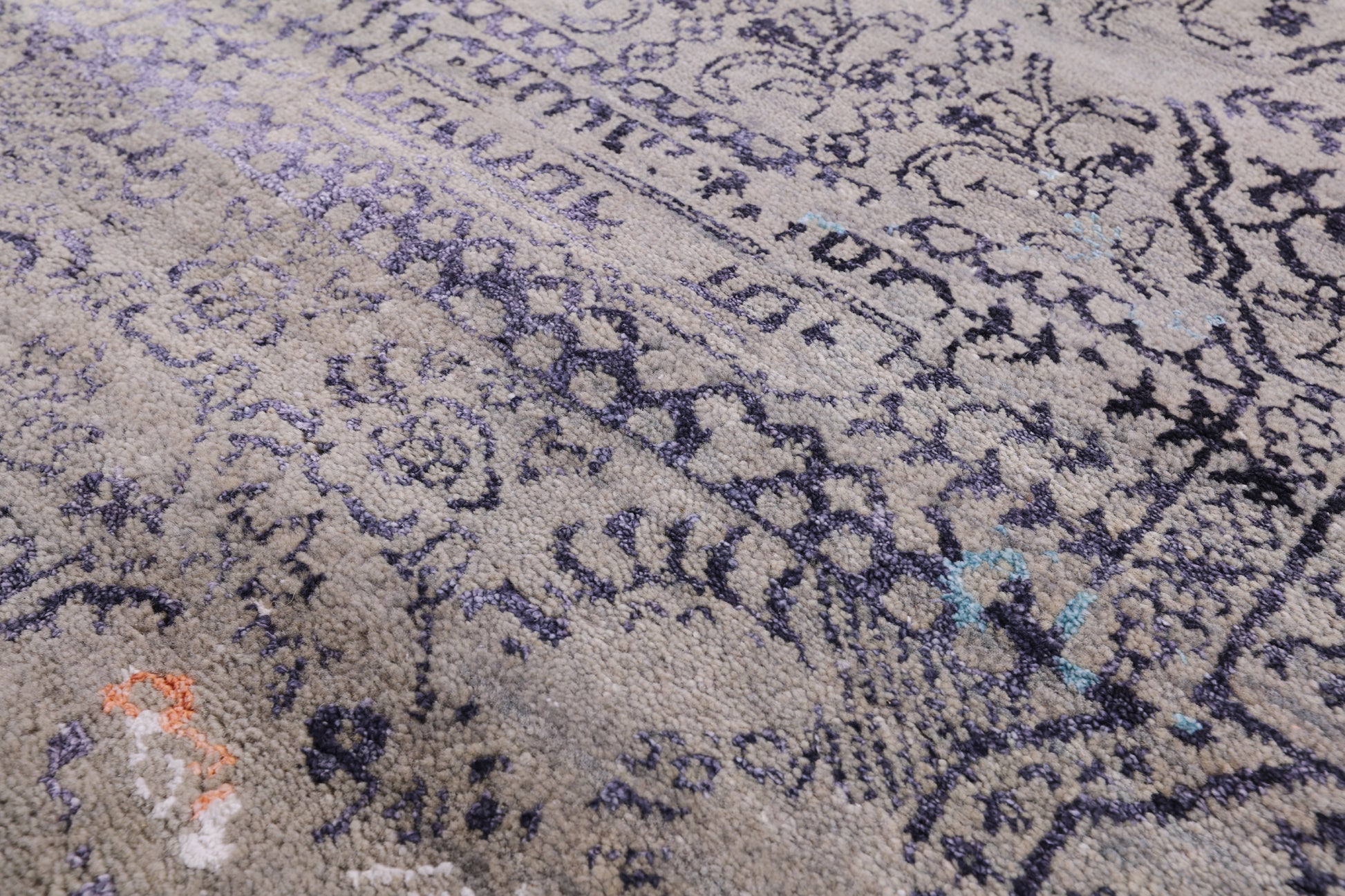 Contemporary Handmade Wool & Silk Fairy Design Rug - 9' 2" X 12' 0" - Golden Nile