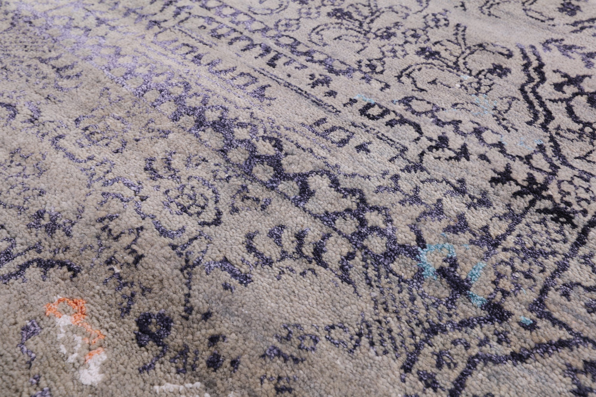 Contemporary Handmade Wool & Silk Fairy Design Rug - 9' 2" X 12' 0" - Golden Nile