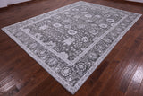 Grey Persian Hand Knotted Wool & Silk Rug - 9' 1" X 12' 2" - Golden Nile