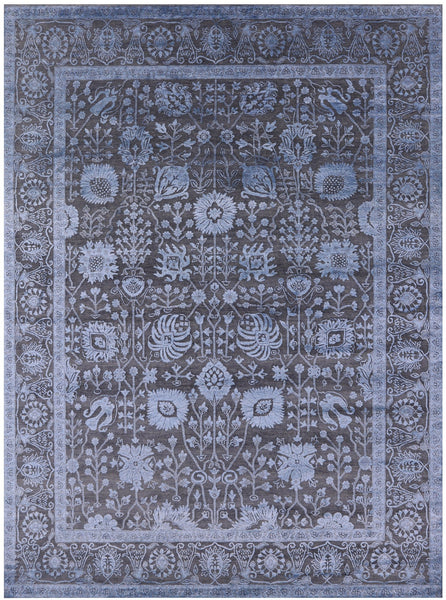 Grey Persian Handmade Wool & Silk Rug - 9' 2" X 12' 3" - Golden Nile