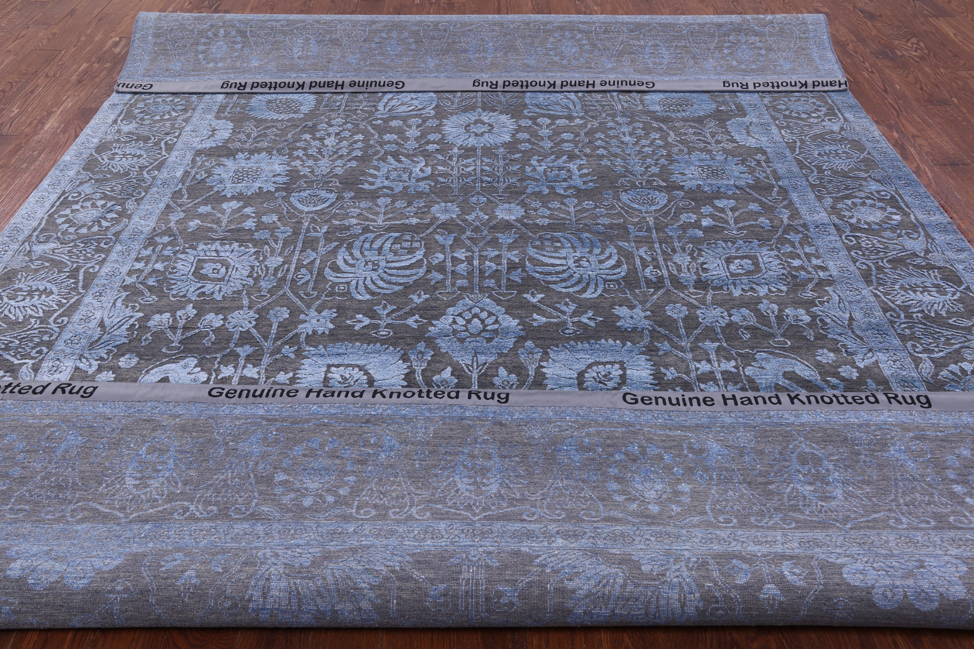 Grey Persian Handmade Wool & Silk Rug - 9' 2" X 12' 3" - Golden Nile