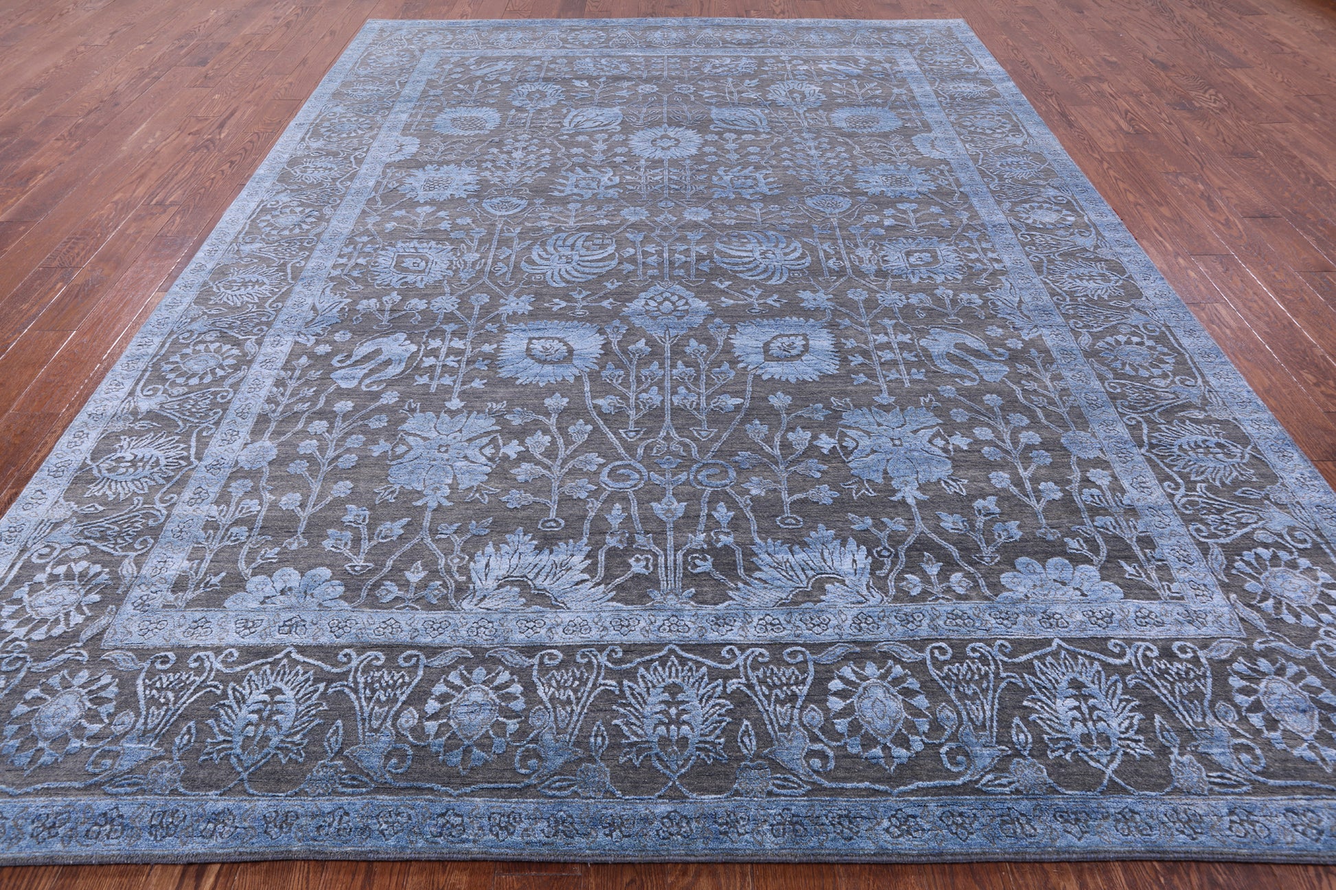 Grey Persian Handmade Wool & Silk Rug - 9' 2" X 12' 3" - Golden Nile