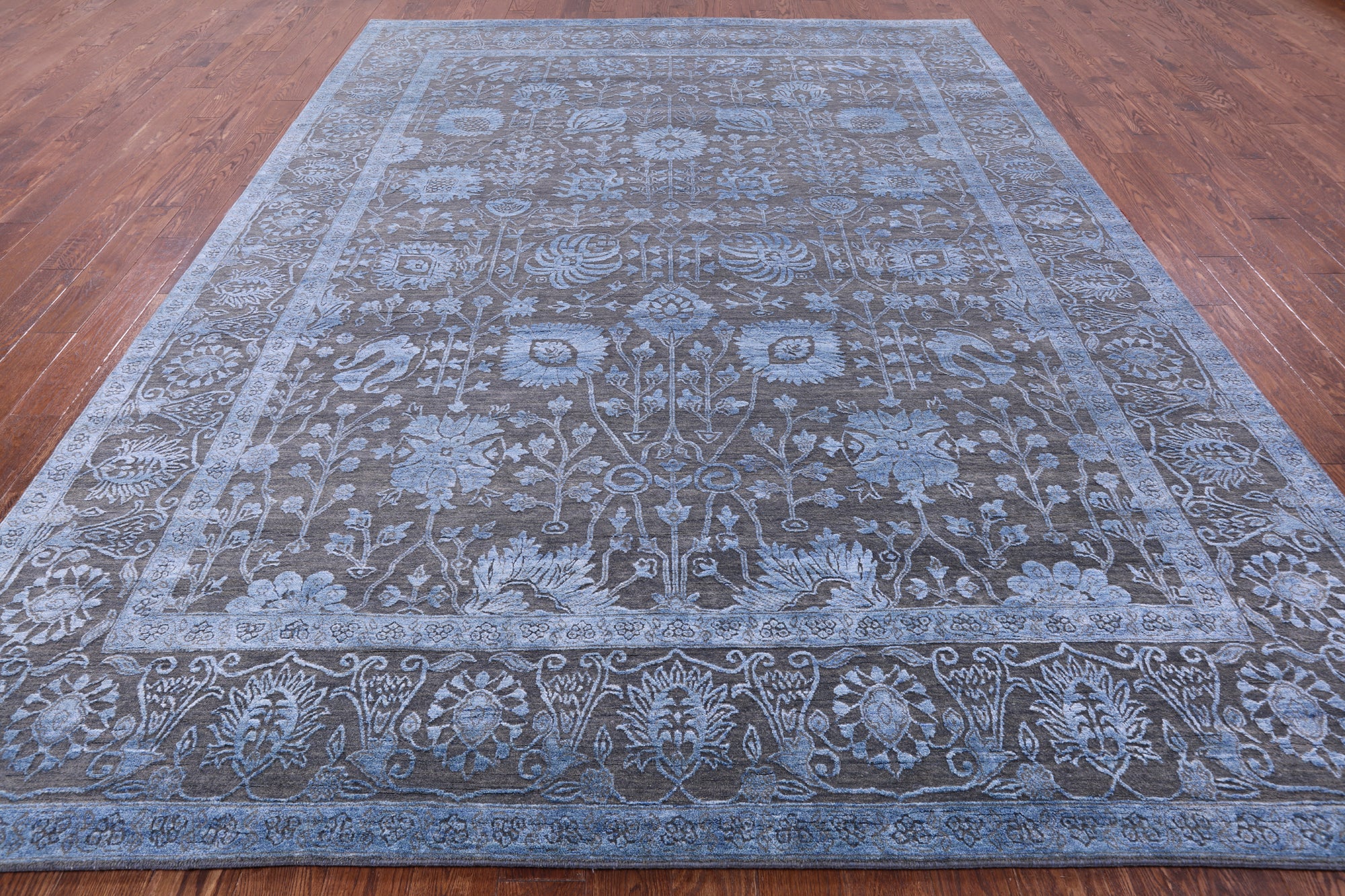 Grey Persian Handmade Wool & Silk Rug - 9' 2" X 12' 3" - Golden Nile