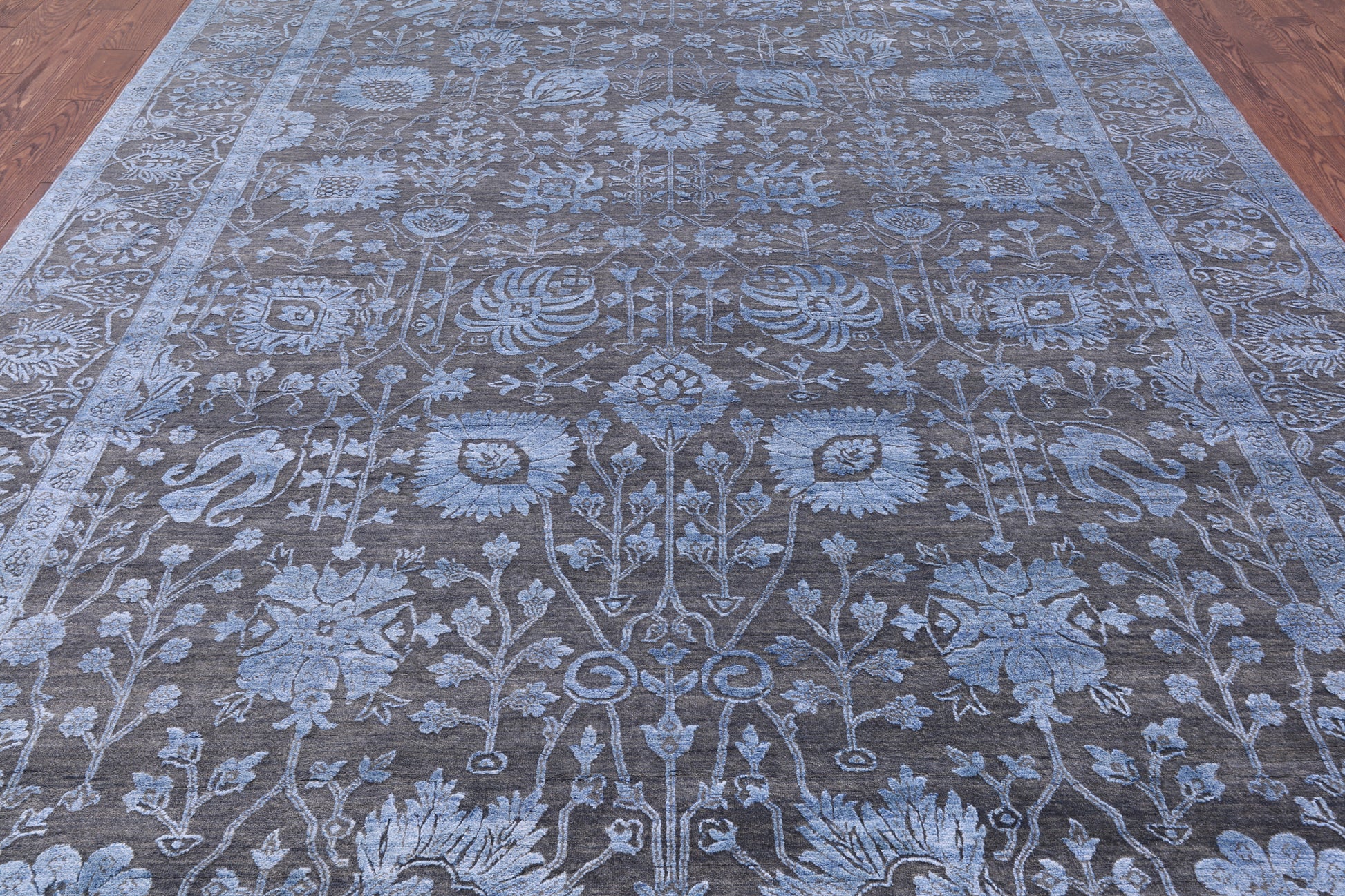 Grey Persian Handmade Wool & Silk Rug - 9' 2" X 12' 3" - Golden Nile