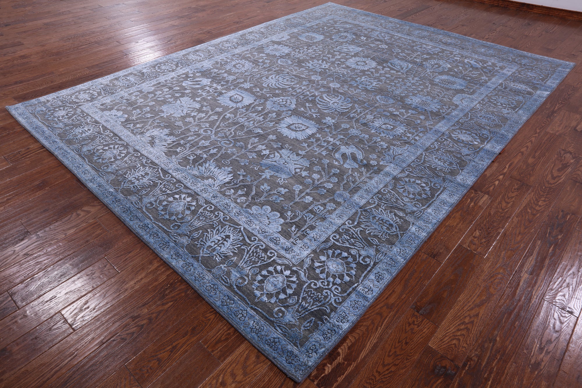 Grey Persian Handmade Wool & Silk Rug - 9' 2" X 12' 3" - Golden Nile