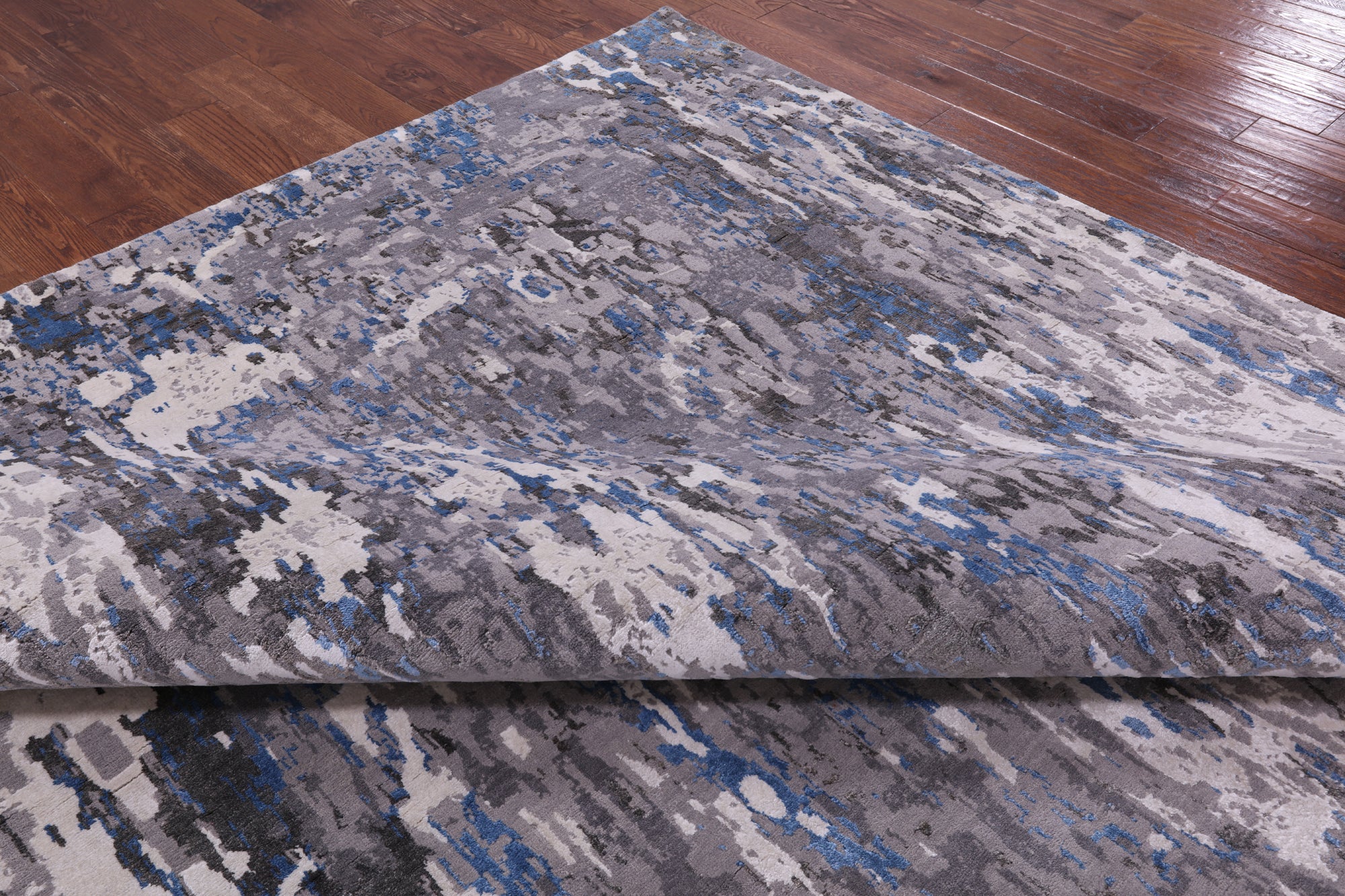 Abstract Contemporary Hand Knotted Wool & Silk Rug - 9' 0" X 12' 0" - Golden Nile