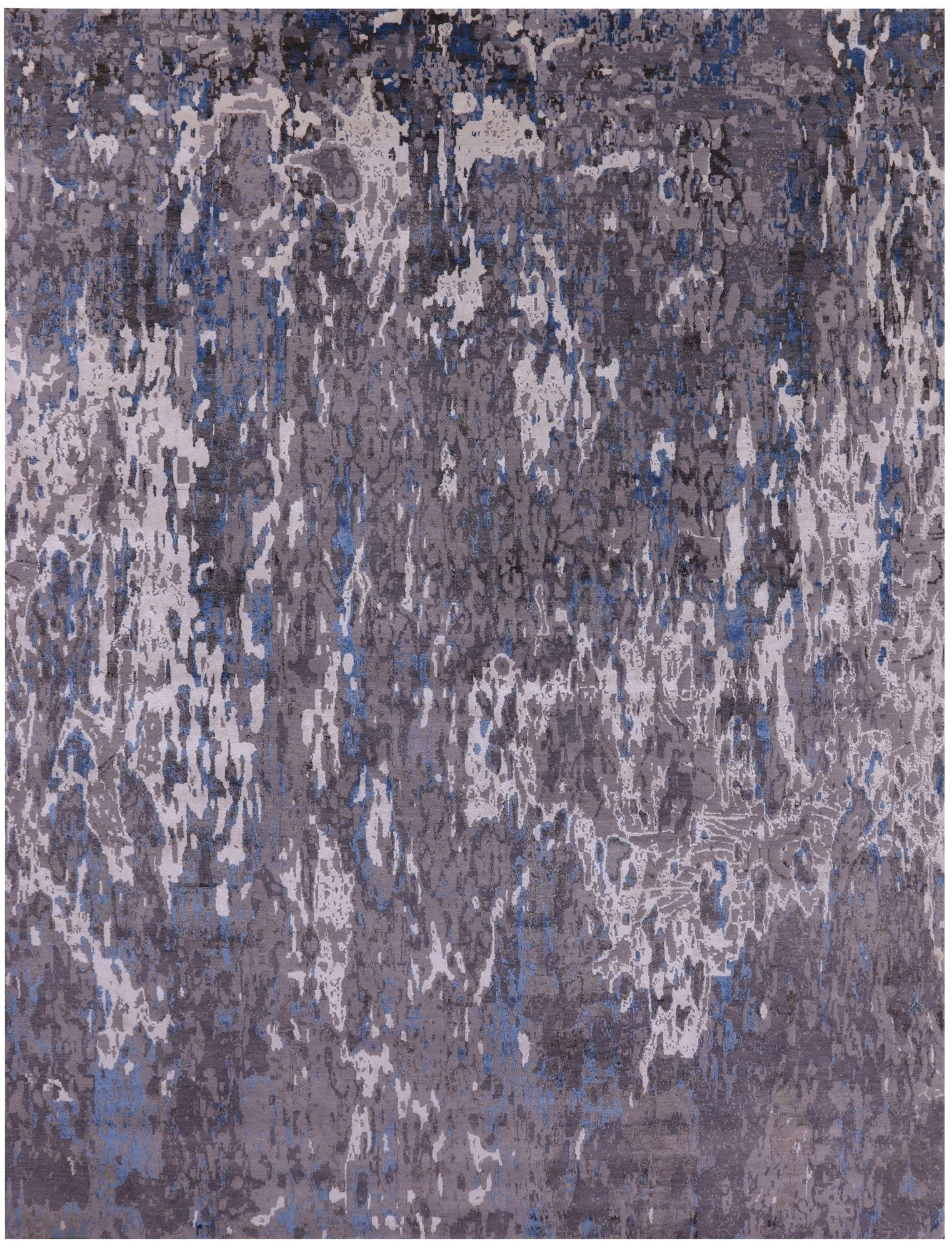 Abstract Contemporary Hand Knotted Wool & Silk Rug - 9' 0" X 12' 0" - Golden Nile