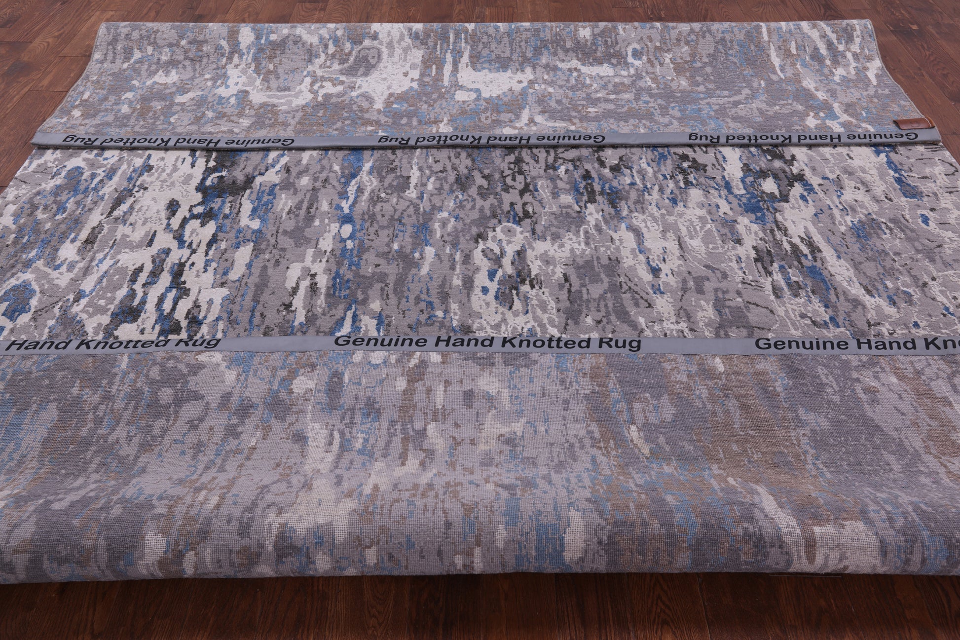 Abstract Contemporary Hand Knotted Wool & Silk Rug - 9' 0" X 12' 0" - Golden Nile