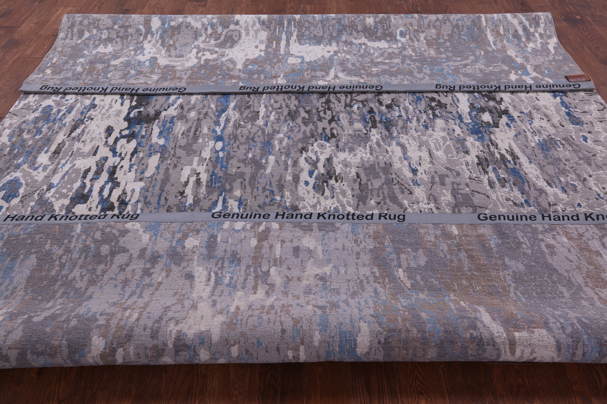 Abstract Contemporary Hand Knotted Wool & Silk Rug - 9' 0" X 12' 0" - Golden Nile
