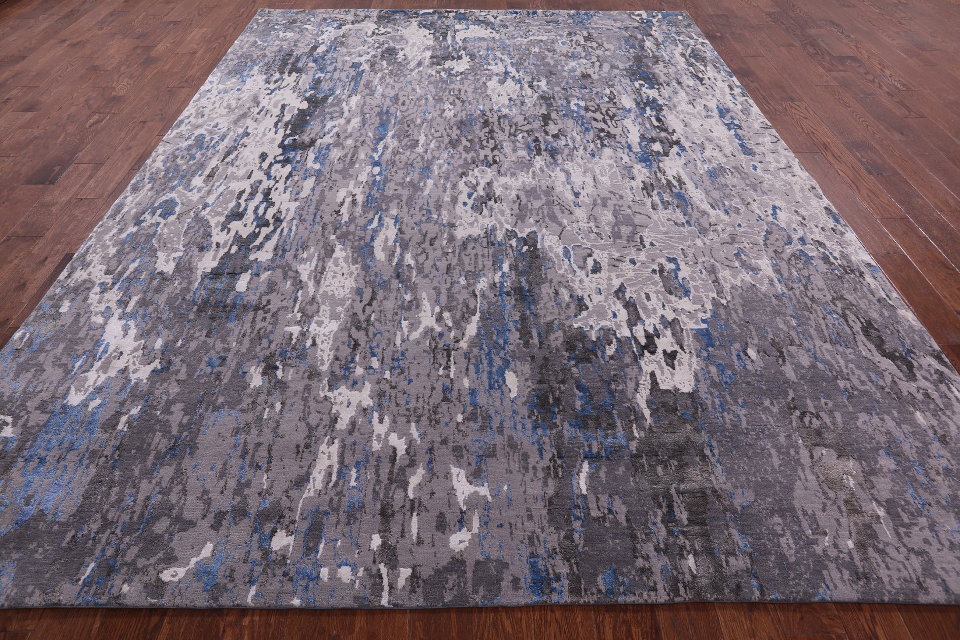 Abstract Contemporary Hand Knotted Wool & Silk Rug - 9' 0" X 12' 0" - Golden Nile