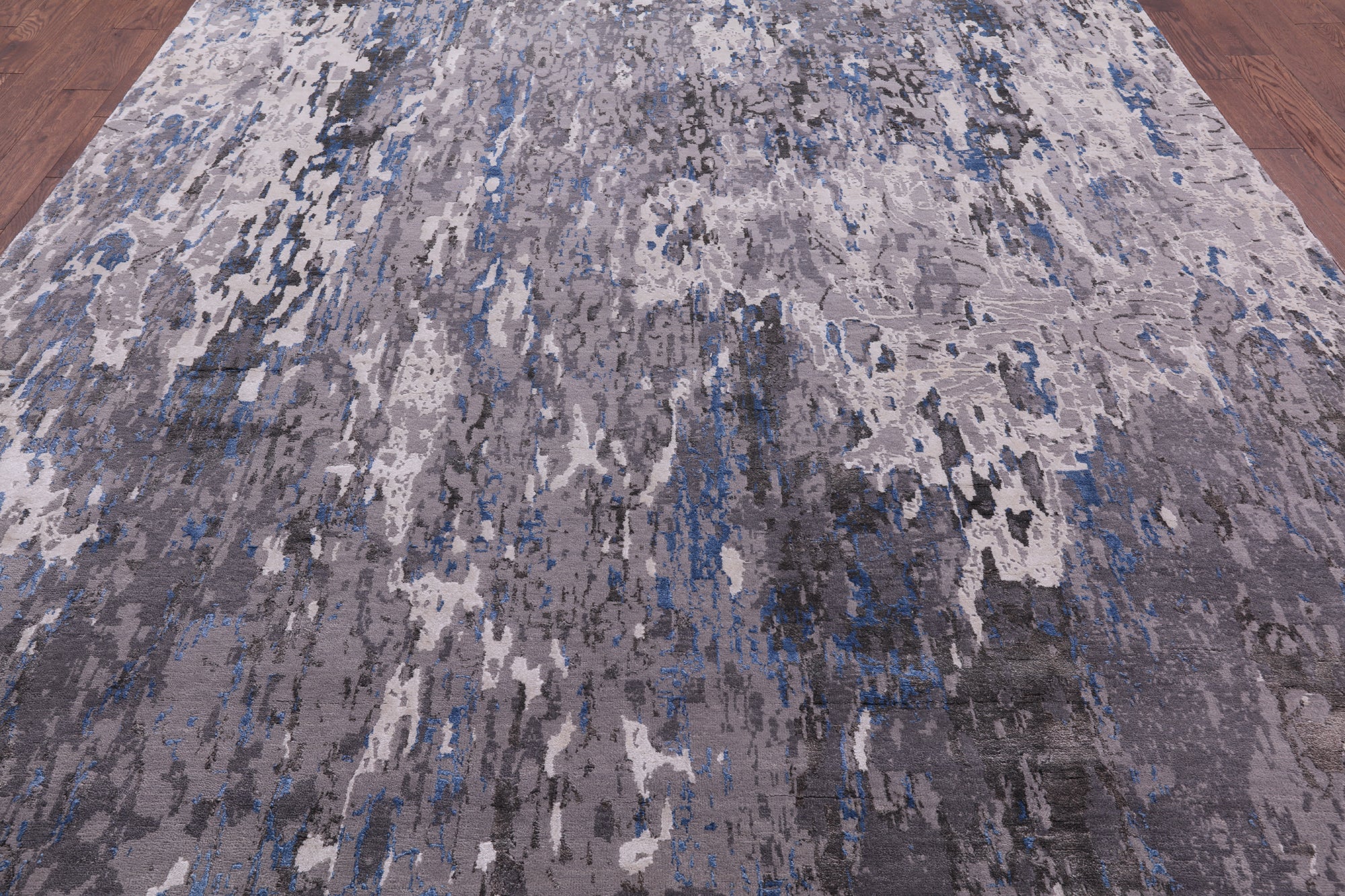 Abstract Contemporary Hand Knotted Wool & Silk Rug - 9' 0" X 12' 0" - Golden Nile