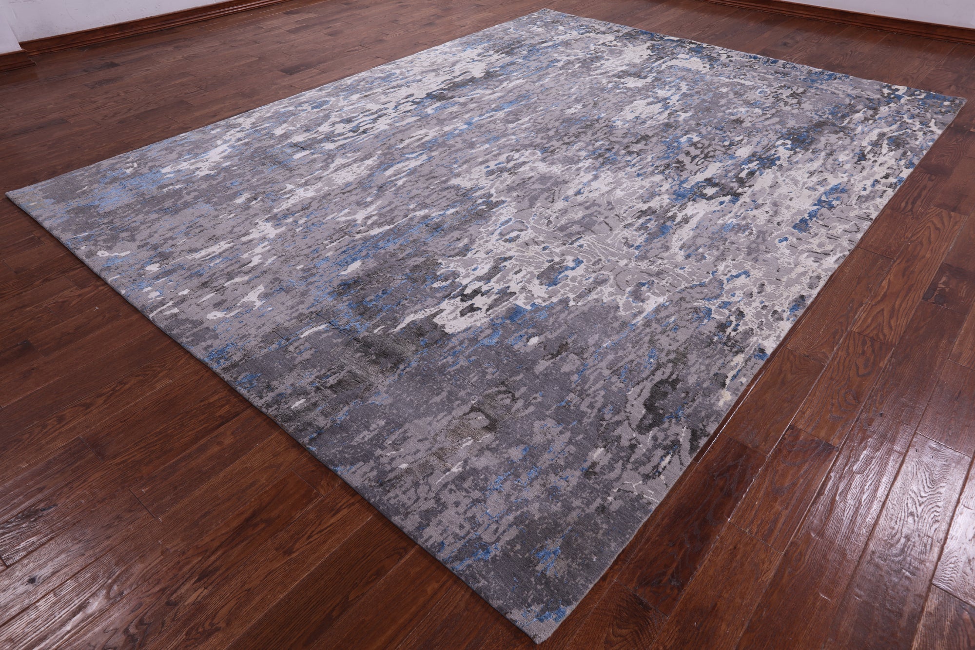 Abstract Contemporary Hand Knotted Wool & Silk Rug - 9' 0" X 12' 0" - Golden Nile