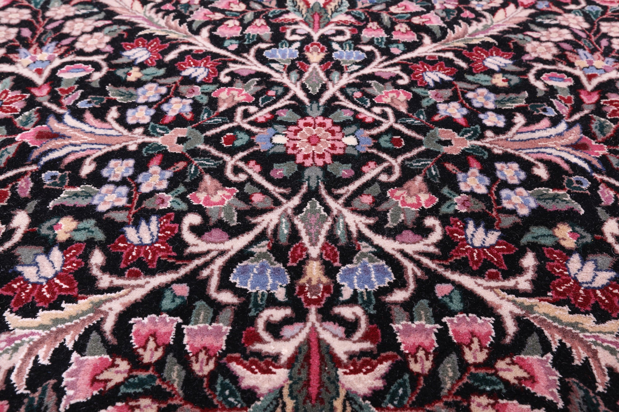 Black Persian Kerman Hand Knotted Wool Rug - 14' 0" X 23' 7" - Golden Nile