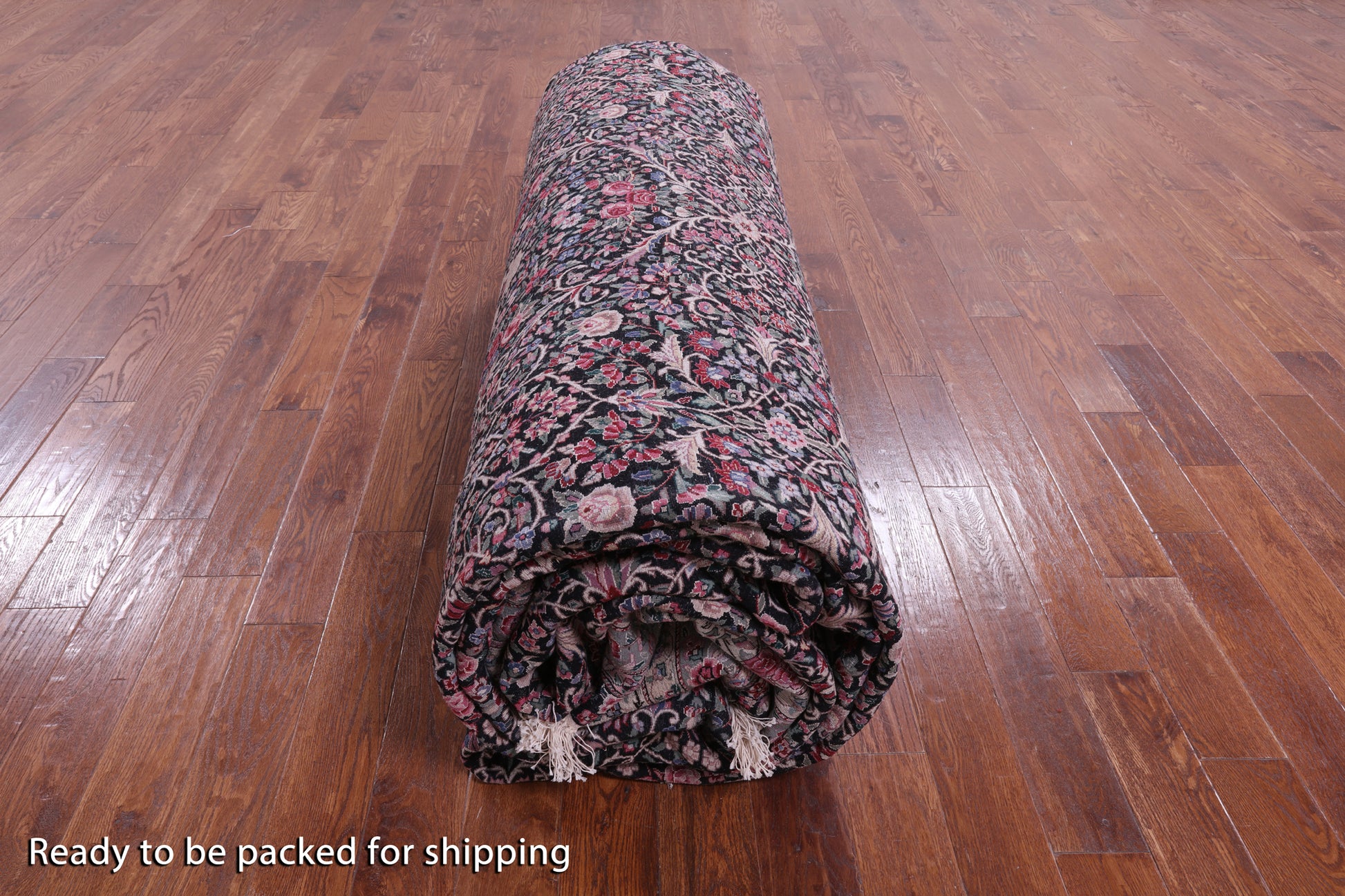 Black Persian Kerman Hand Knotted Wool Rug - 14' 0" X 23' 7" - Golden Nile