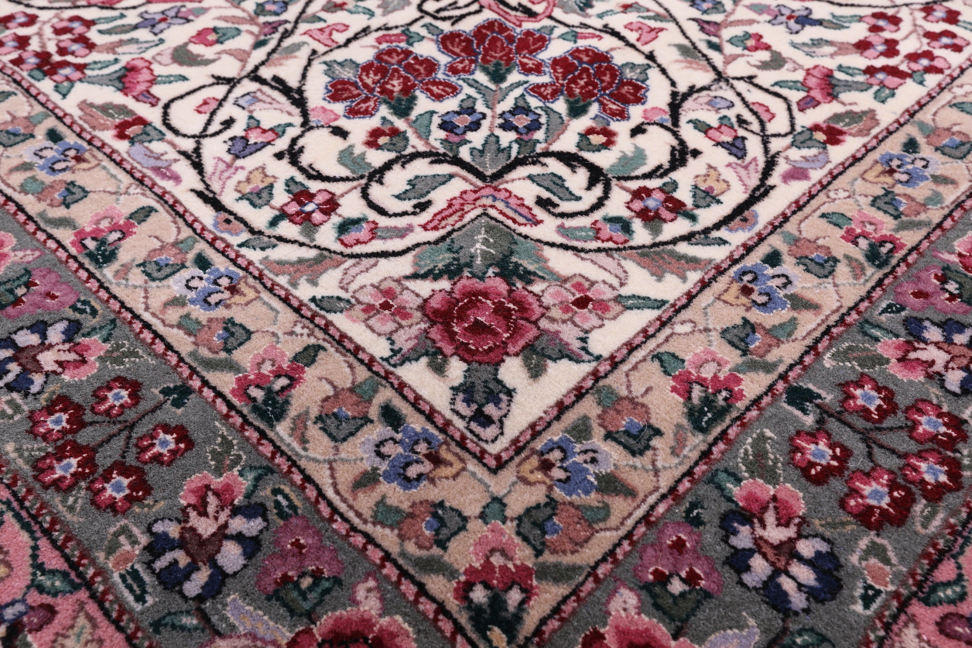 Black Persian Kerman Hand Knotted Wool Rug - 14' 0" X 23' 7" - Golden Nile