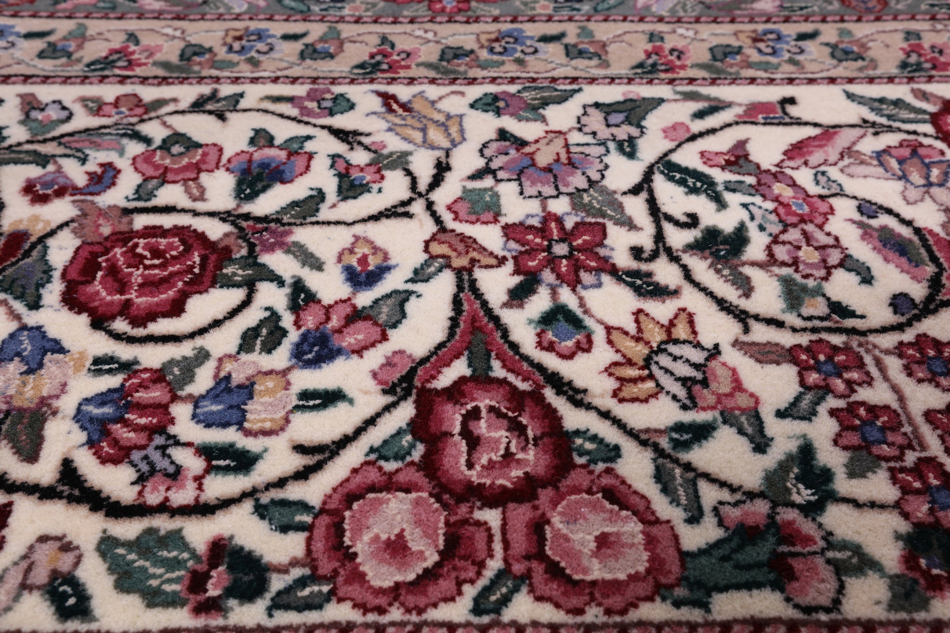 Black Persian Kerman Hand Knotted Wool Rug - 14' 0" X 23' 7" - Golden Nile