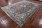 Grey Traditional Khotan Hand Knotted Wool Rug - 9' 1" X 12' 3" - Golden Nile