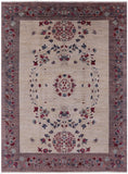 Ivory William Morris Handmade Wool Rug - 9' 0" X 11' 10" - Golden Nile