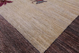 Ivory William Morris Handmade Wool Rug - 9' 0" X 11' 10" - Golden Nile