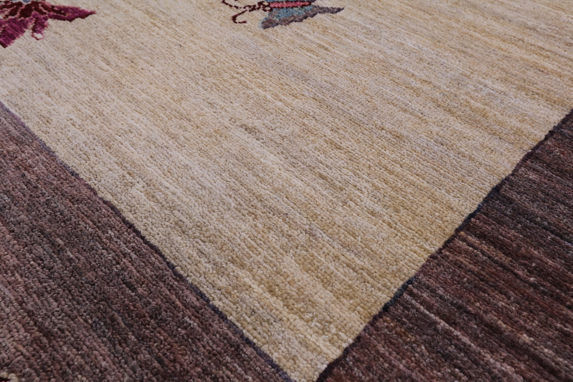 Ivory William Morris Handmade Wool Rug - 9' 0" X 11' 10" - Golden Nile