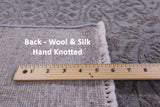 Grey Abstract Modern Hand Knotted Wool & Silk Rug - 8' 9" X 12' 2" - Golden Nile