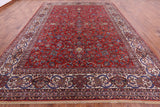 Red Antique Persian Isfahan Hand Knotted Wool Rug - 10' 9" X 14' 1" - Golden Nile