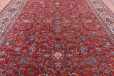 Red Antique Persian Isfahan Hand Knotted Wool Rug - 10' 9" X 14' 1" - Golden Nile