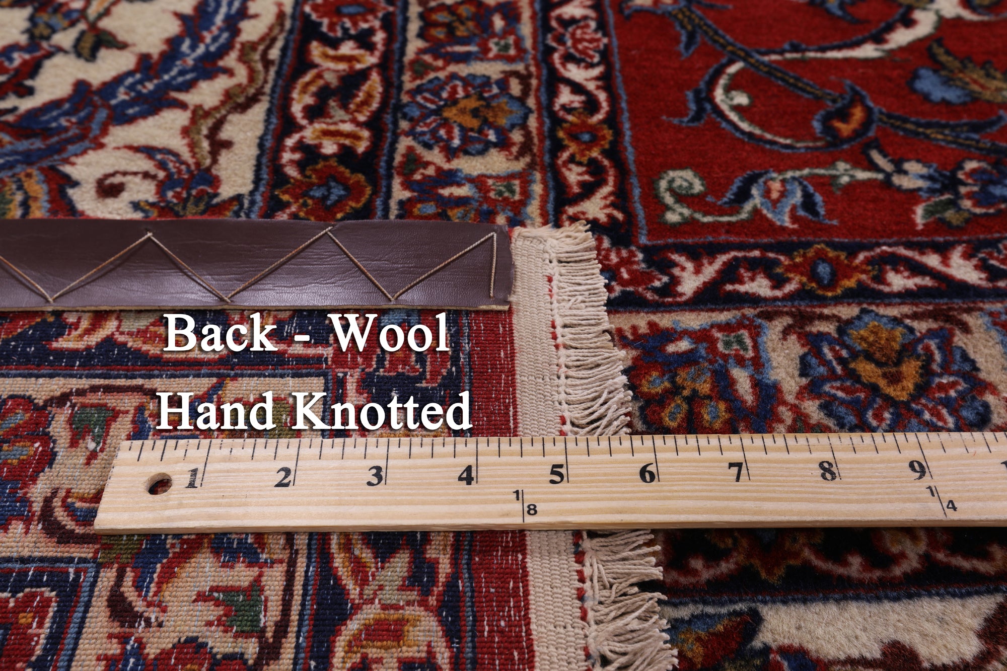 Red Antique Persian Isfahan Hand Knotted Wool Rug - 10' 9" X 14' 1" - Golden Nile