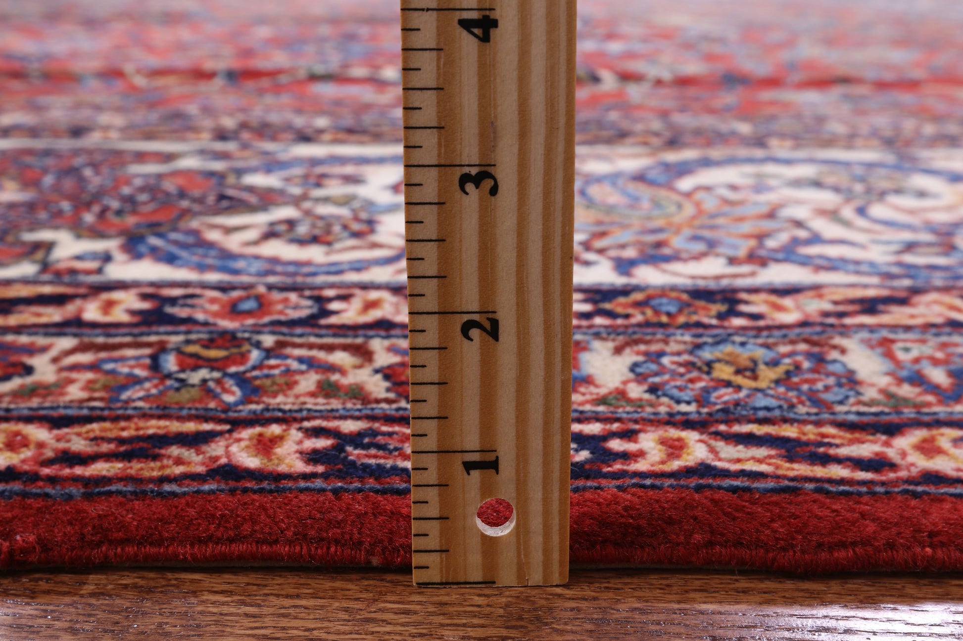 Red Antique Persian Isfahan Hand Knotted Wool Rug - 10' 9" X 14' 1" - Golden Nile