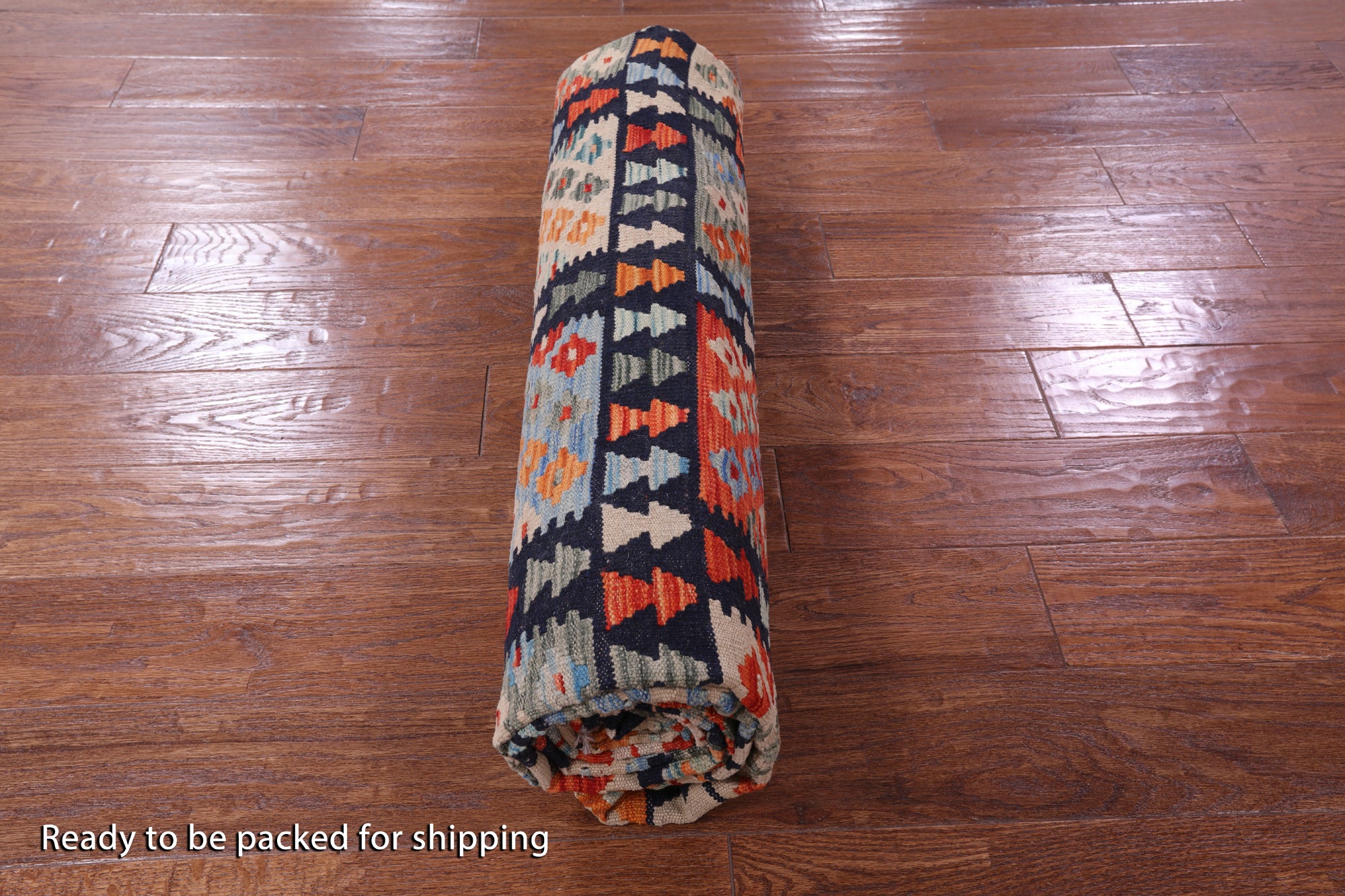 Reversible Kilim Flat Weave Wool On Wool Rug - 8' 2" X 9' 6" - Golden Nile