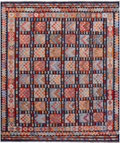 Reversible Kilim Flat Weave Wool On Wool Rug - 8' 2" X 9' 6" - Golden Nile
