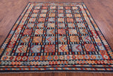 Reversible Kilim Flat Weave Wool On Wool Rug - 8' 2" X 9' 6" - Golden Nile