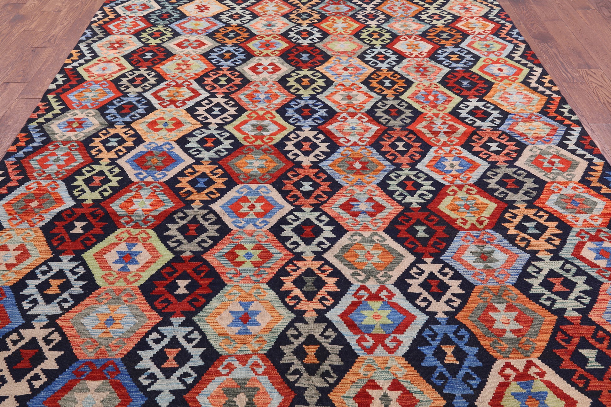 Reversible Kilim Flat Weave Wool On Wool Rug - 8' 8" X10' 0" - Golden Nile