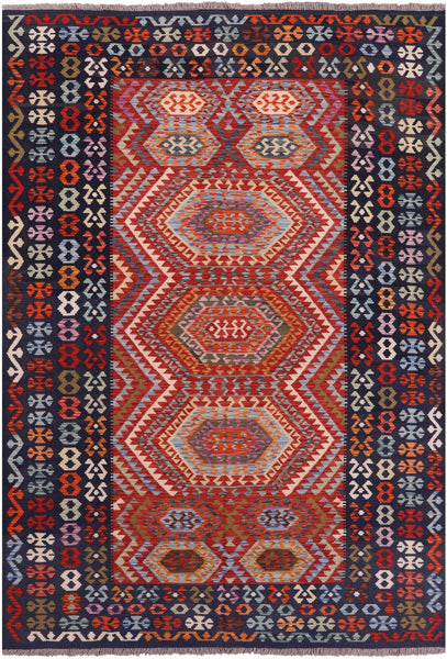 Reversible Kilim Flat Weave Wool On Wool Rug - 6' 9 X 9' 9" - Golden Nile