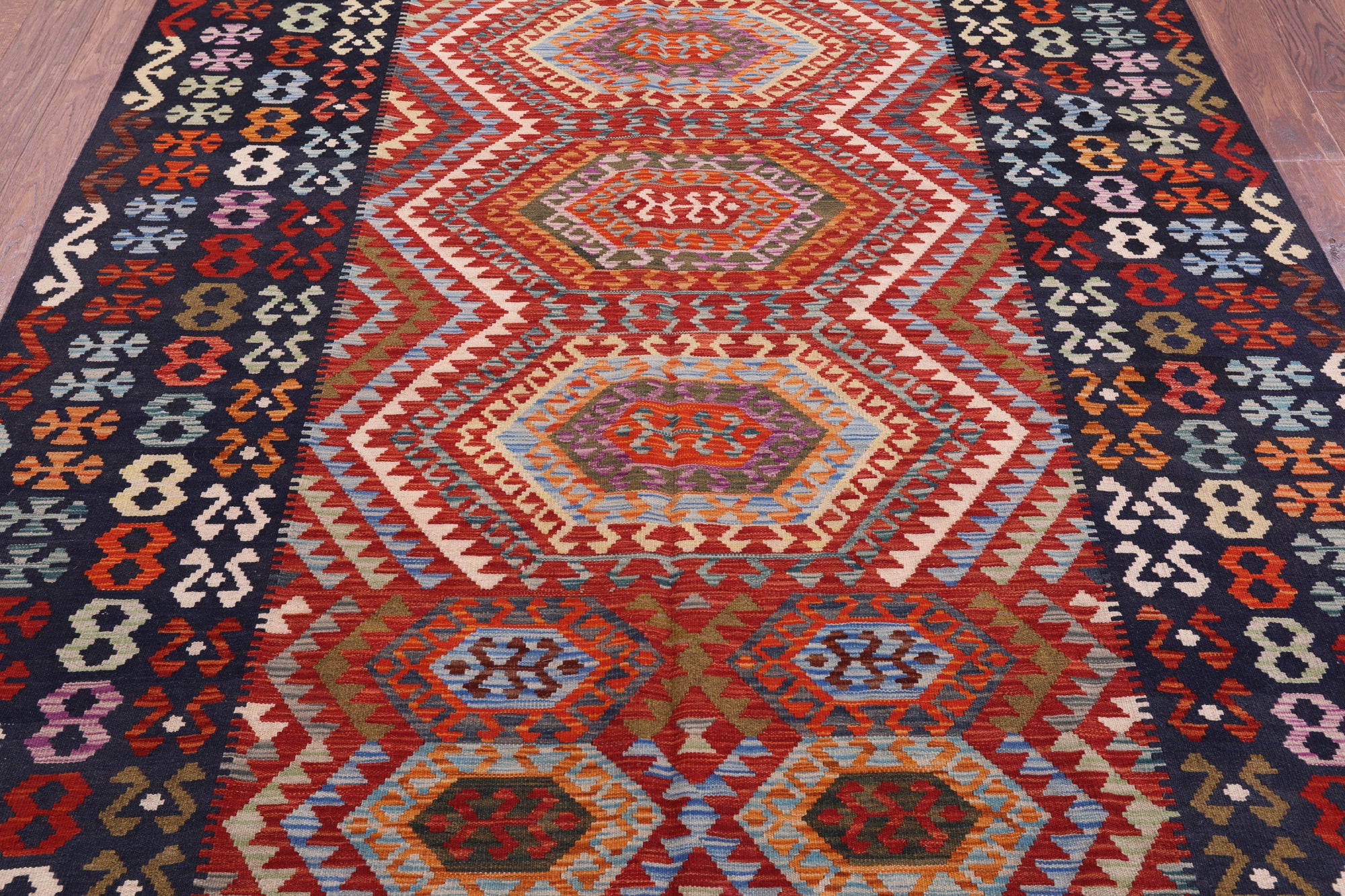 Reversible Kilim Flat Weave Wool On Wool Rug - 6' 9 X 9' 9" - Golden Nile