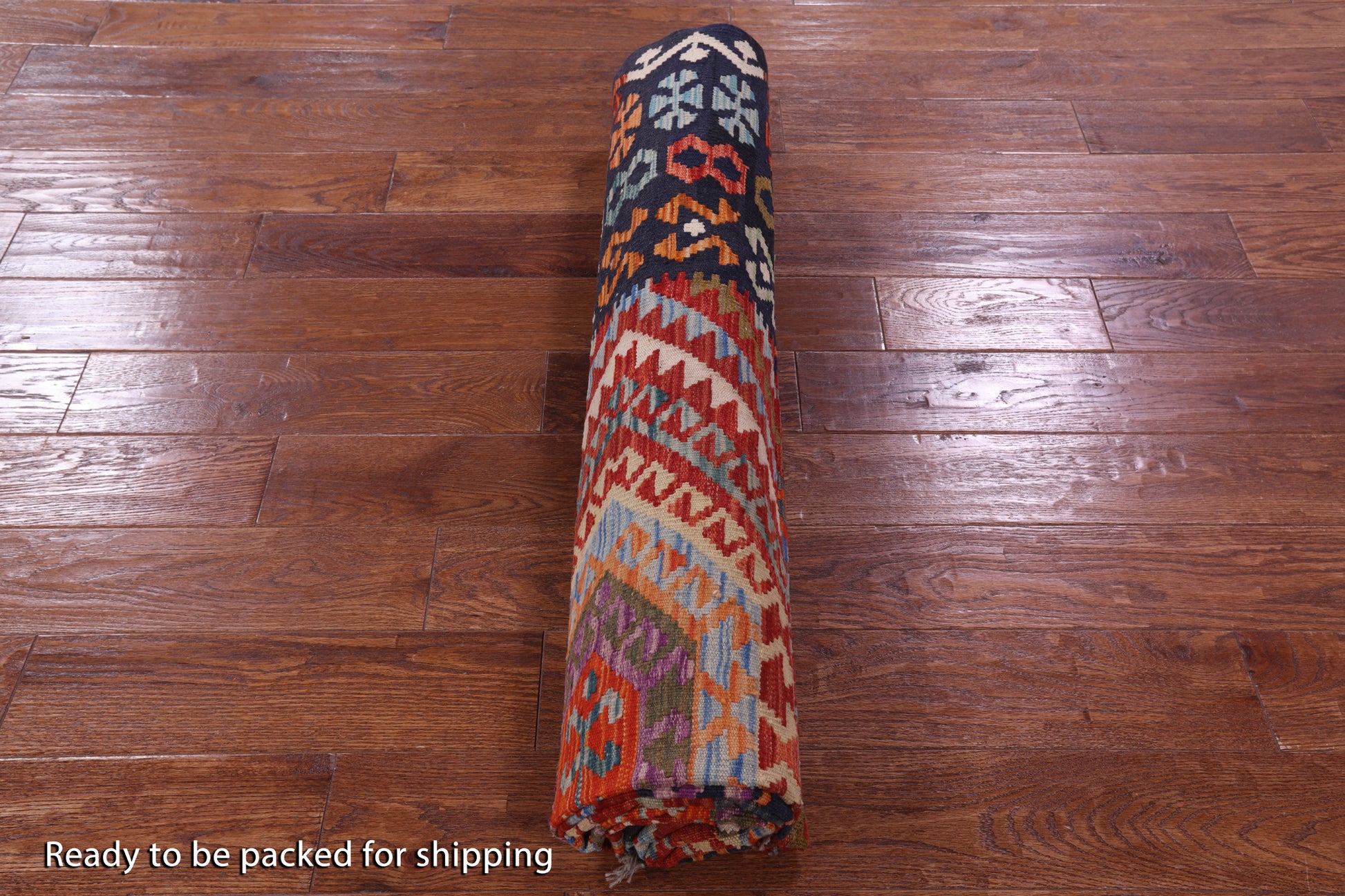 Reversible Kilim Flat Weave Wool On Wool Rug - 6' 9 X 9' 9" - Golden Nile