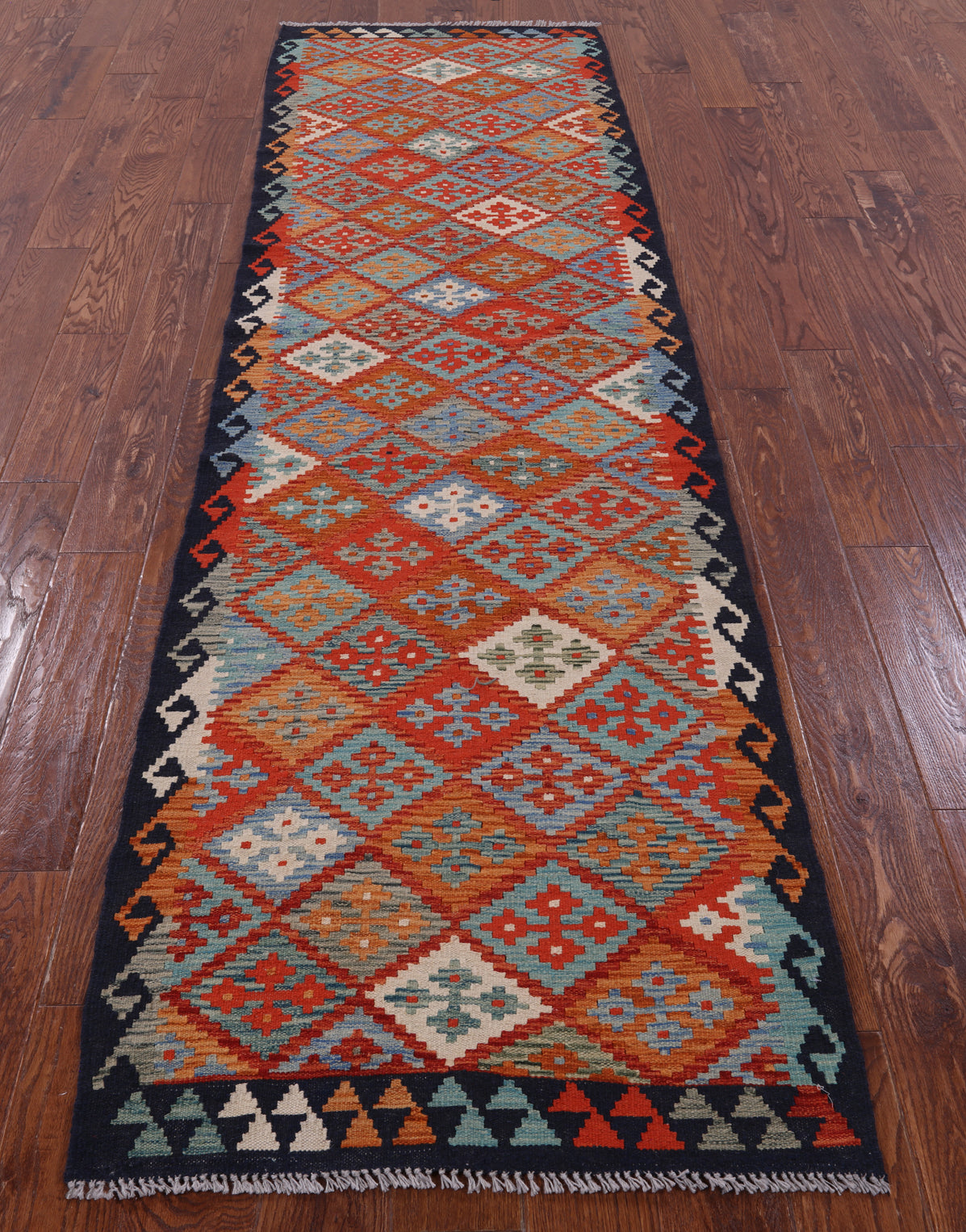 Reversible Kilim Flat Weave Wool On Wool Runner Rug - 2' 8" X 10' 0" - Golden Nile