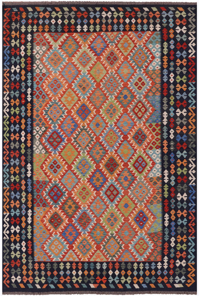 Reversible Kilim Flat Weave Wool On Wool Rug - 6' 9" X 9' 8" - Golden Nile